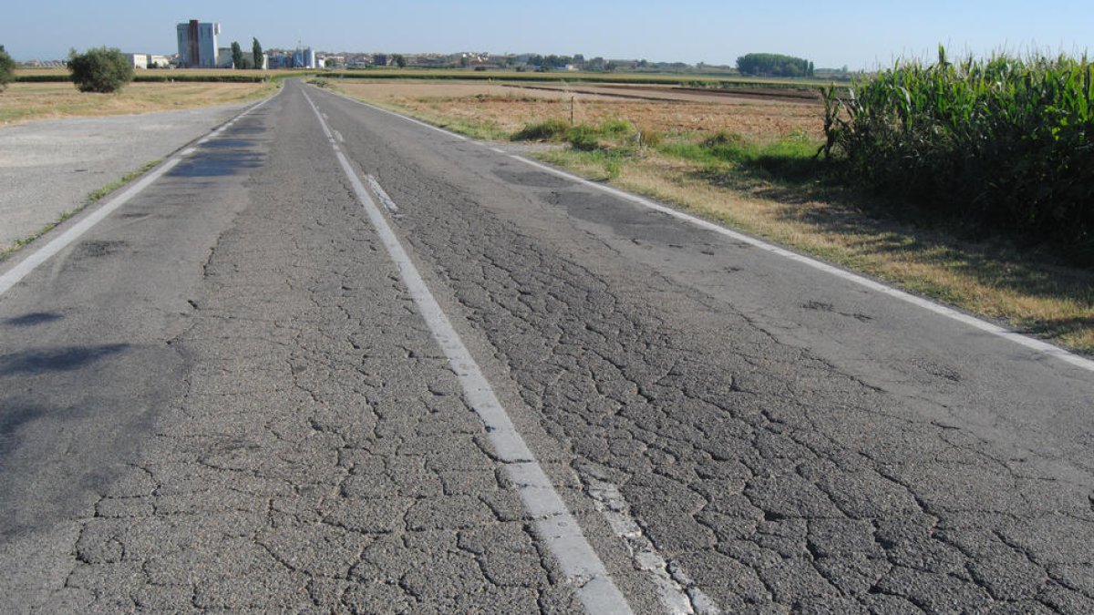 Imagen del estado de la carretera de Linyola a Bellcaire.