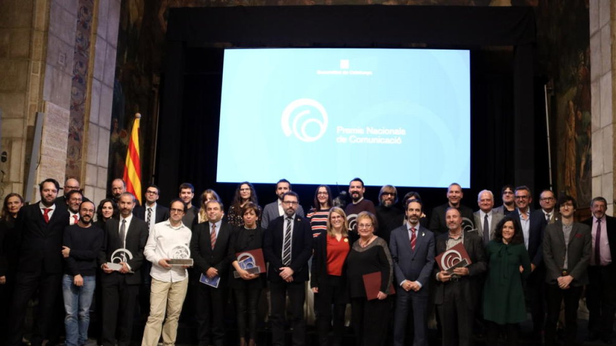 Los galardonados con los Premis Nacionals de Comunicació 2018.