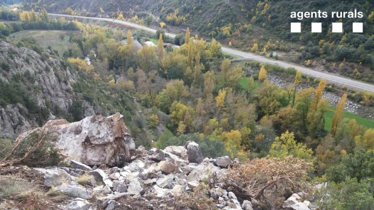 Imatge de l'esllavissada a Senterada, al Pallars Jussà.