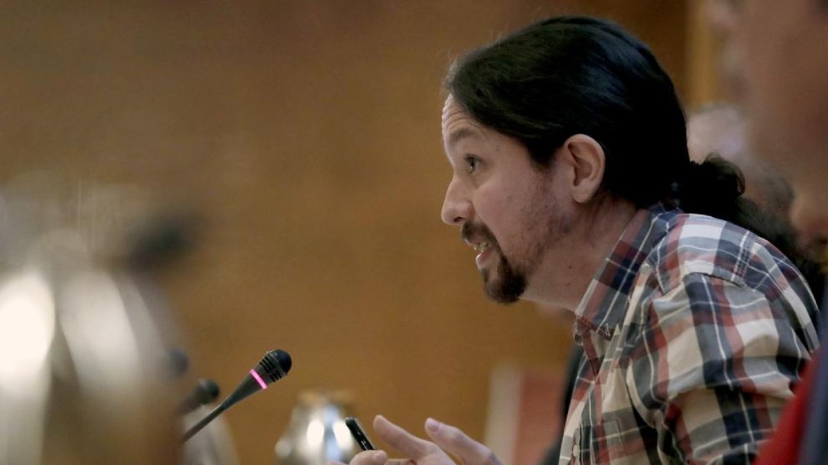 Pablo Iglesias, ayer en el Senado durante su comparecencia.