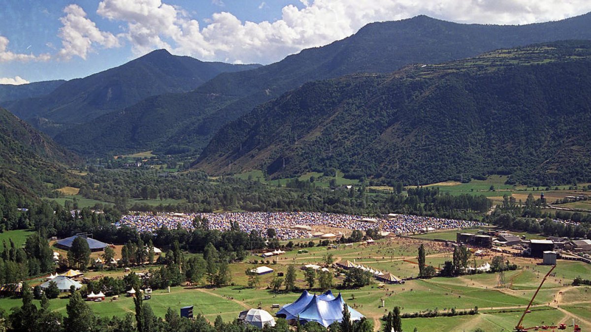 Imatge d’arxiu del recinte del festival Doctor Music a Escalarre durant la primera edició del certamen, que es va celebrar el 1996.