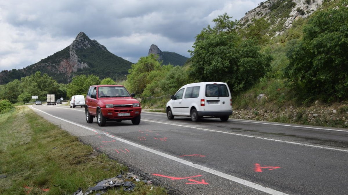 Imagen del lugar de un accidente de moto en Coll de Nargó. 