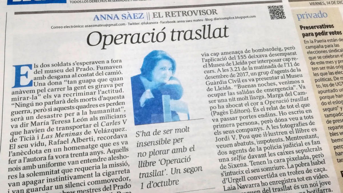 Captura del artículo de Anna Sàez