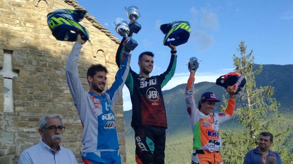 Betriu, Marc Sans y Laia Sanz, el podio ayer del II Mototerra.