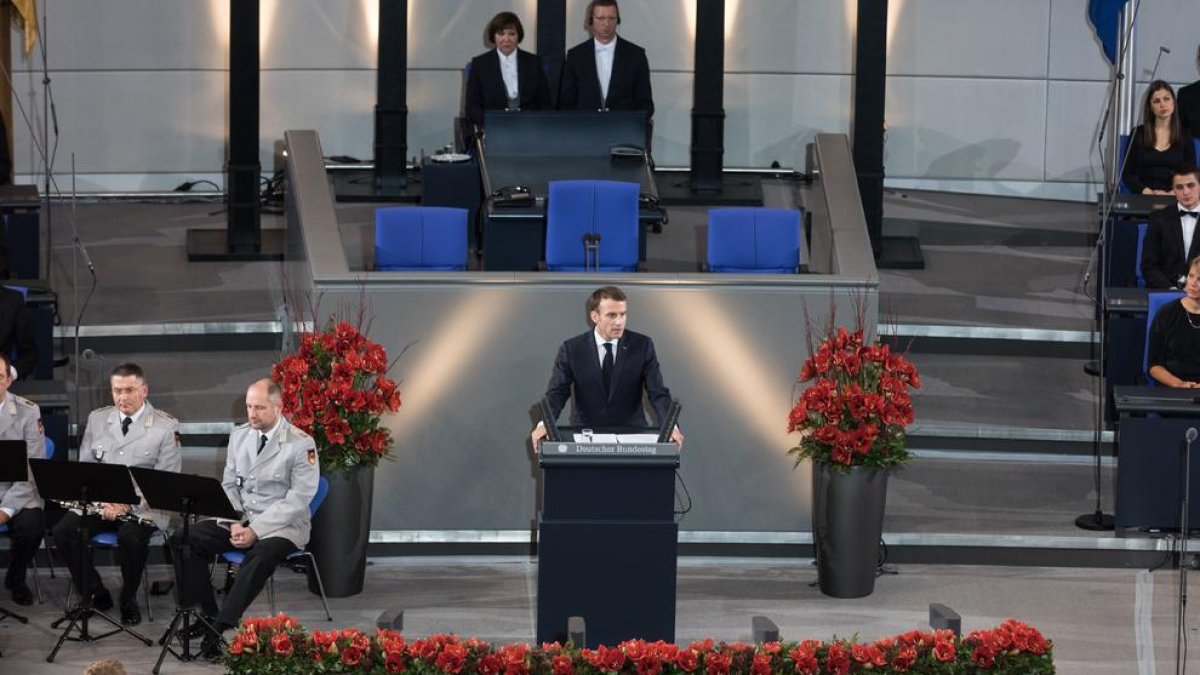 El presidente francés ayer en el parlamento alemán.