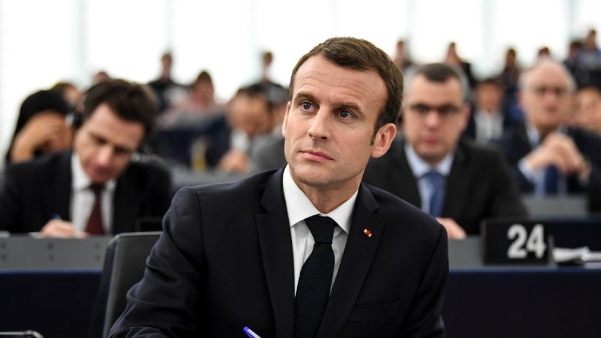 El presidente francés, Emmanuel Macron, ayer en Estrasburgo.