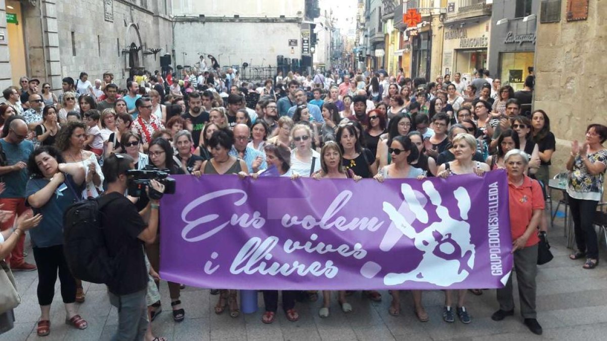 Una imatge de la protesta a Lleida.