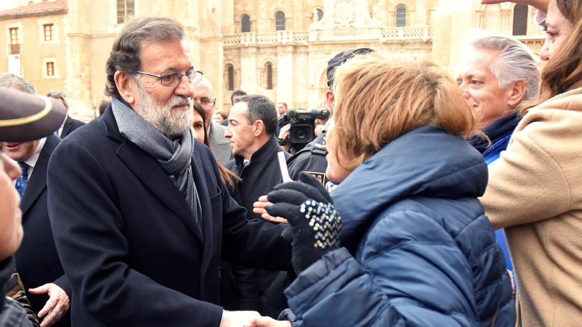 El president del Govern, Mariano Rajoy, durant la seua visita a Lleó.