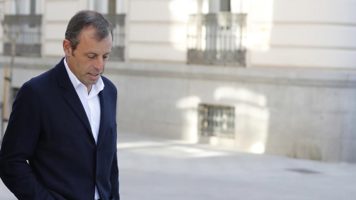 Sandro Rosell, a su llegada a la Audiencia Nacional para comparecer en el juicio.