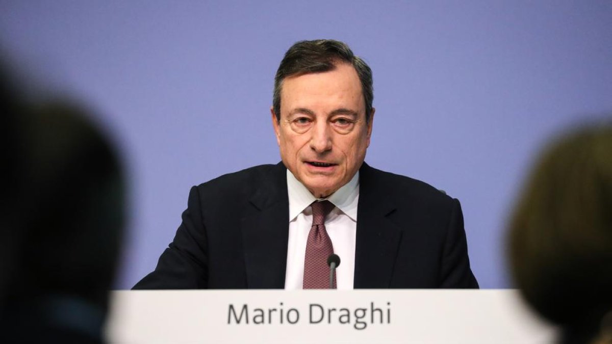 El presidente del BCE, Mario Draghi, ayer, en Frankfurt.