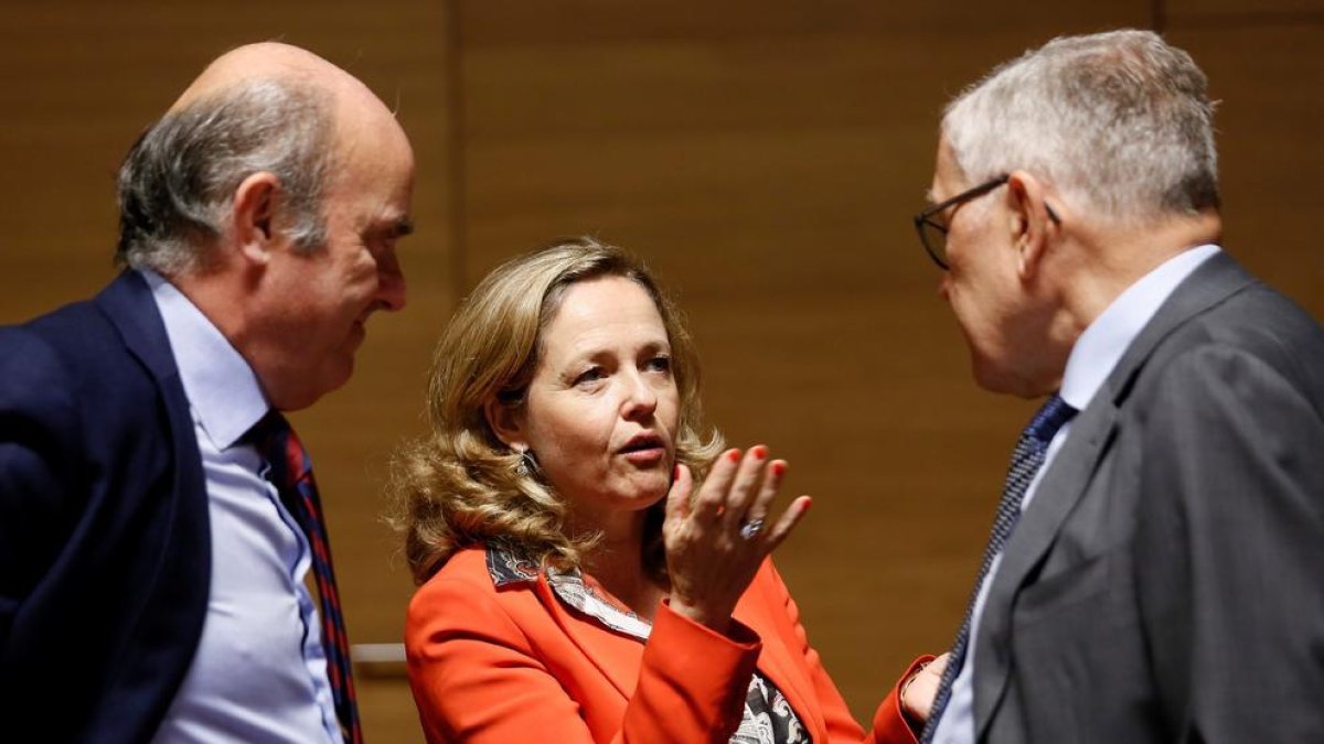 La ministra de Economía, Nadia Calviño, en la reunión del Ecofin.