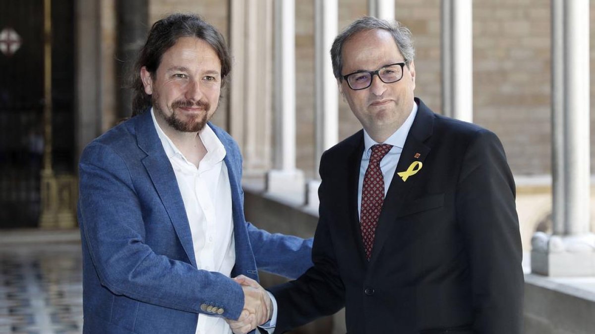 Torra e Iglesias se han reunido en el Palau de la Generalitat durante cerca de una hora.
