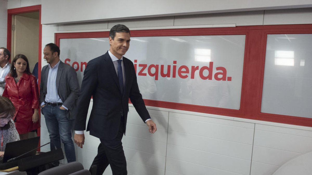 El secretario general del PSOE, Pedro Sánchez, ayer, en la sede del partido en Ferraz.