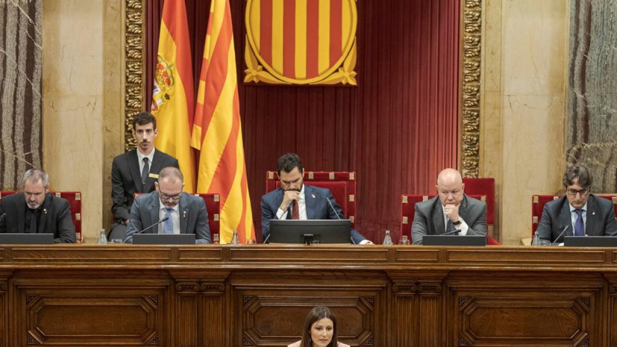 La líder de Cs a Catalunya, Lorena Roldán, durant una de les seues intervencions aquest dilluns al Parlament.