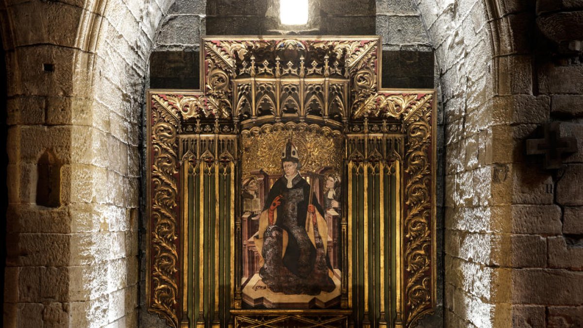 El retaule de sant Blai, encara a l’església de Sant Llorenç de Lleida, al costat del baptisteri.