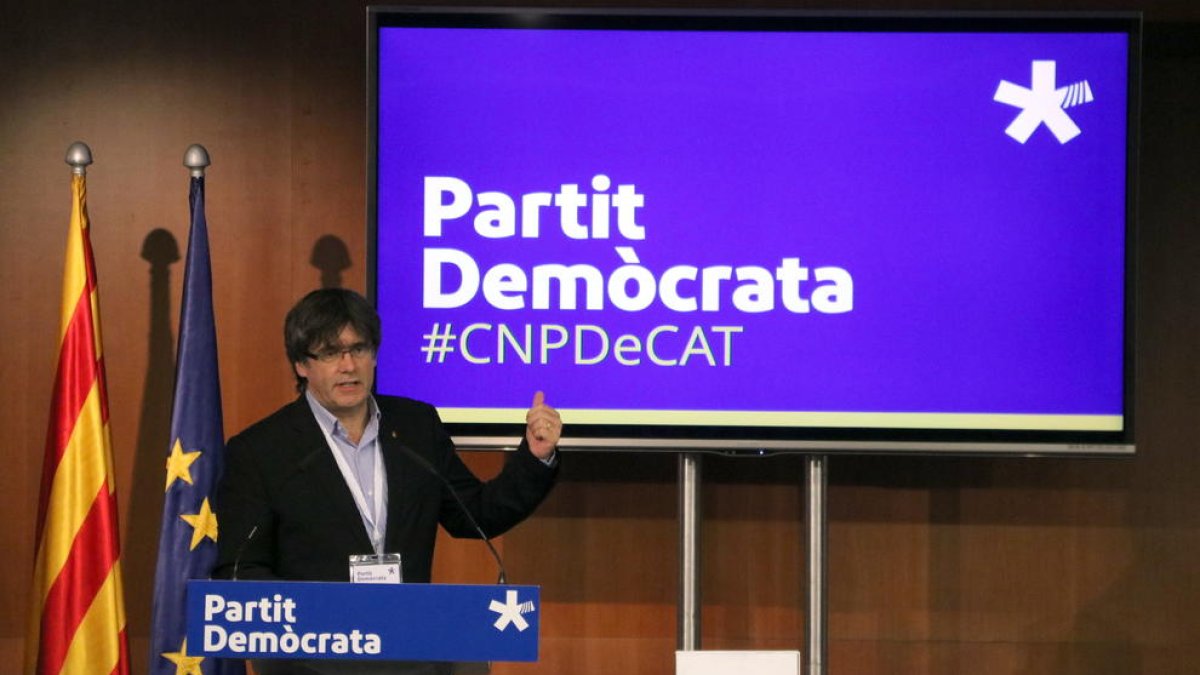 Puigdemont durante una intervención en el Consell Nacional del PDeCAT en septiembre de 2017.