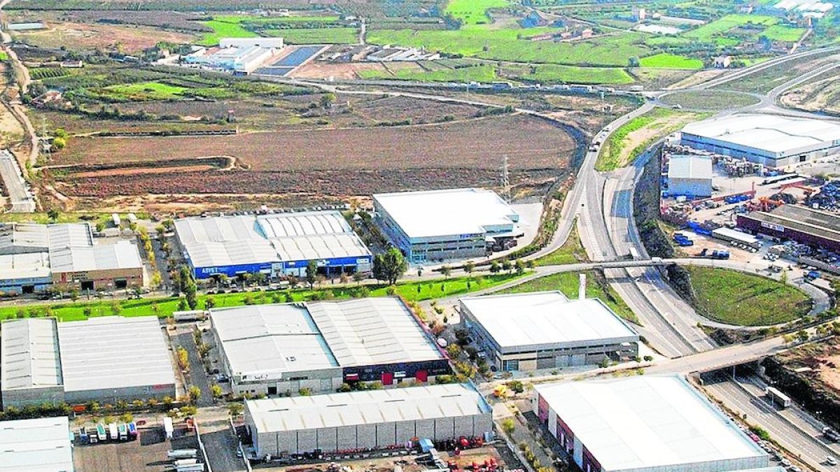 Vista aérea de las empresas del Polígono Industrial Els Frares, en Lleida.