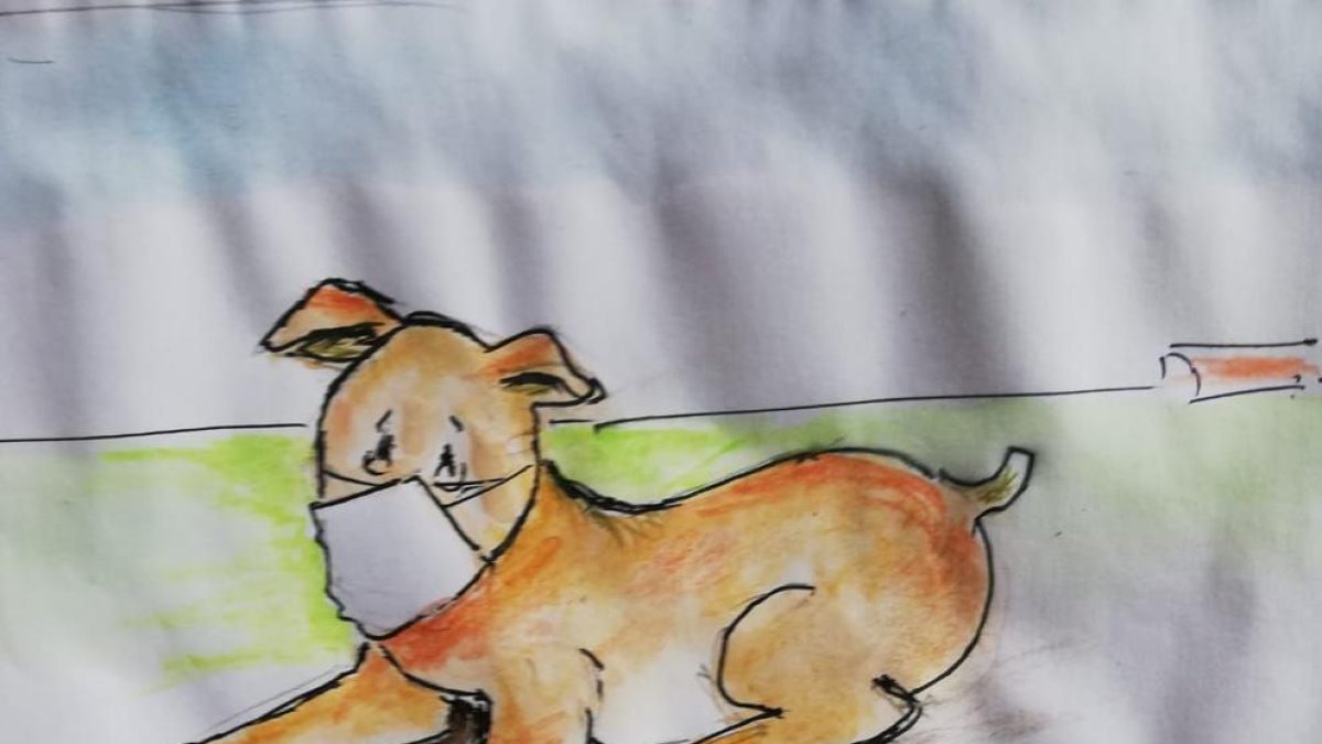 ‘Rovelló’ y un gato, dibujados ayer por Vallverdú en el Día del Libro Infantil.