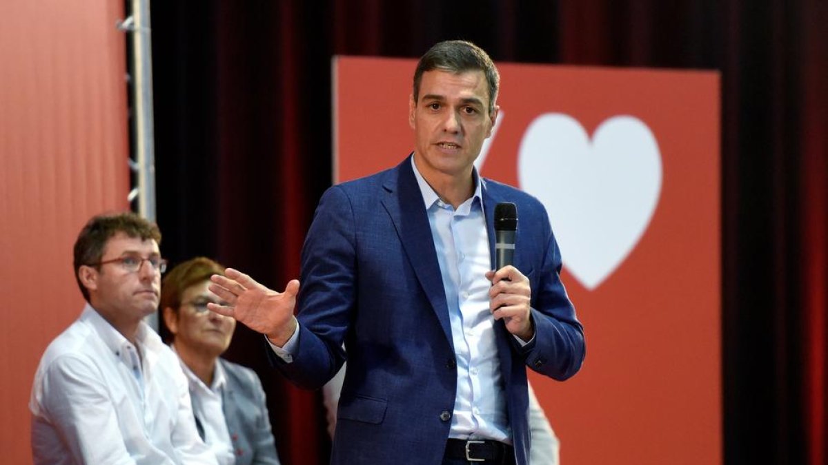 Pedro Sánchez ahir durant la presentació dels compromisos del PSOE per al 10-N.