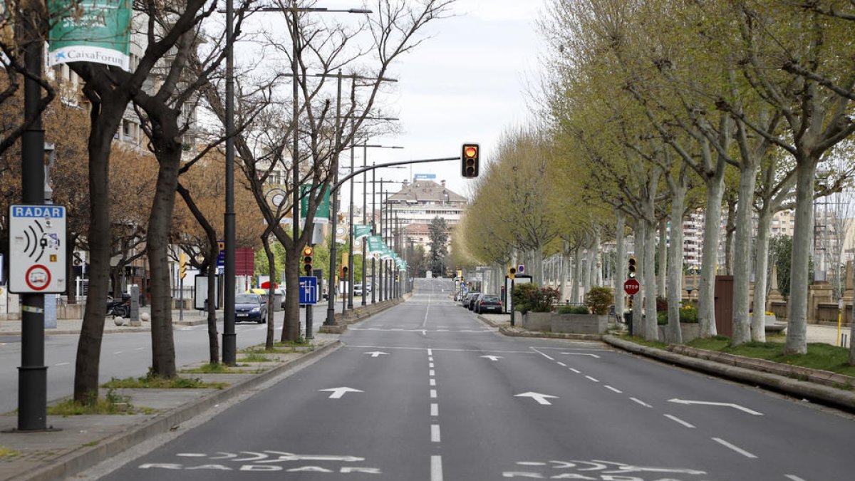 Imatge de l’avinguda de Madrid completament buida el passat 23 de maig.