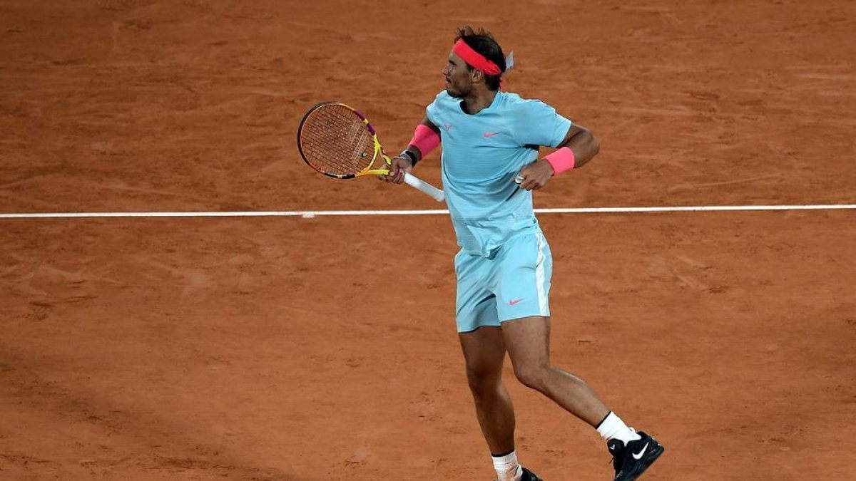 Nadal celebra con júbilo uno de los puntos ganados ante Sinner.