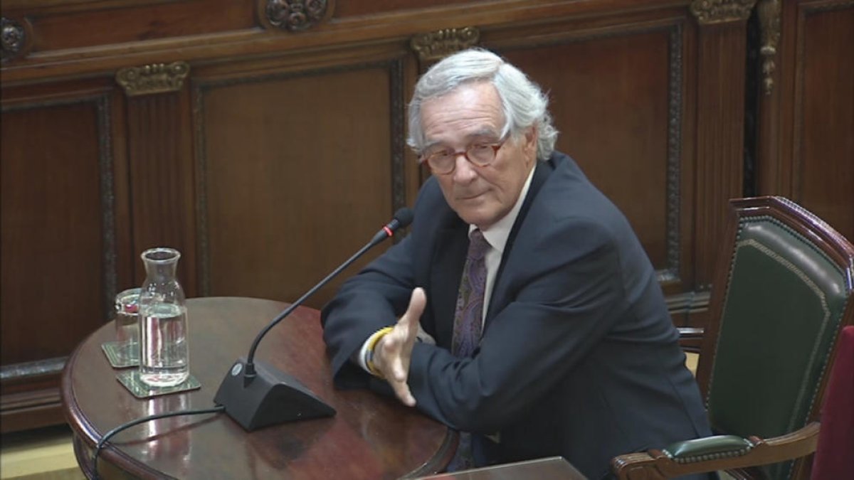 L’exalcalde de Barcelona Xavier Trias, ahir, durant la declaració davant del Tribunal Suprem.