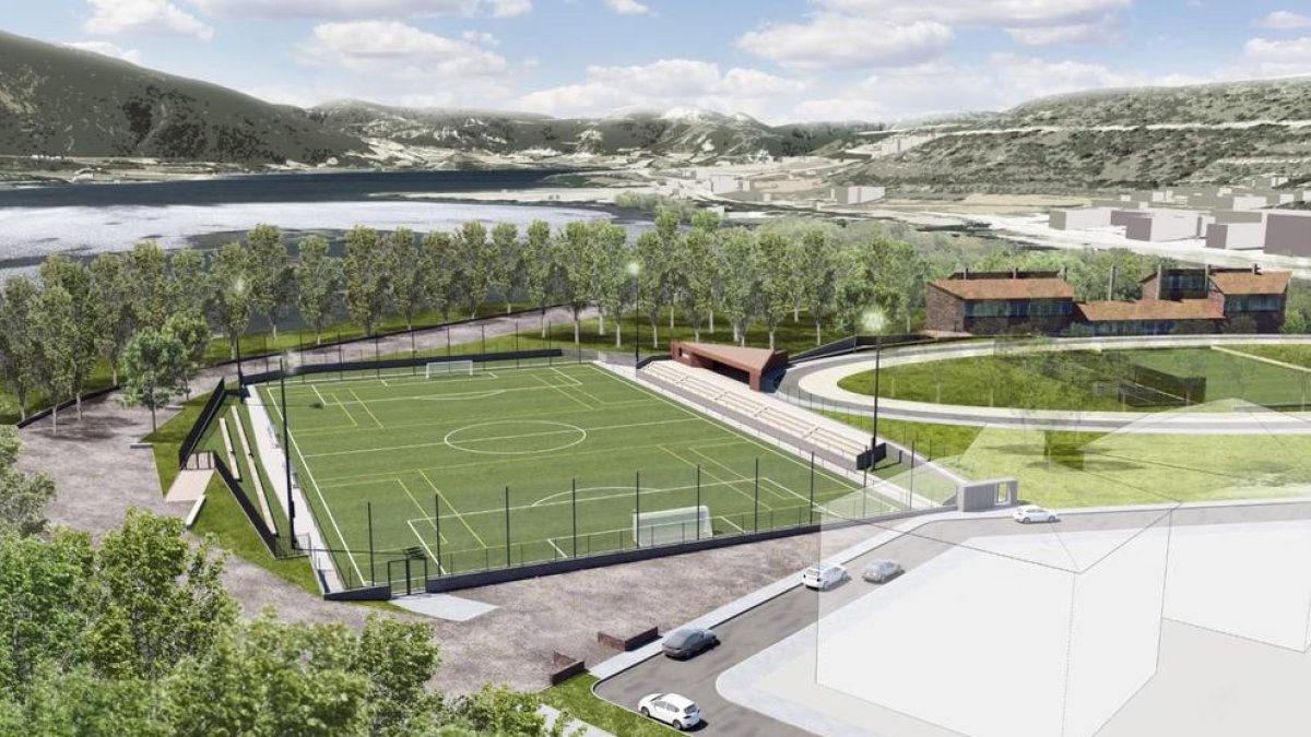 Imagen virtual del futuro nuevo campo de fútbol de La Pobla.