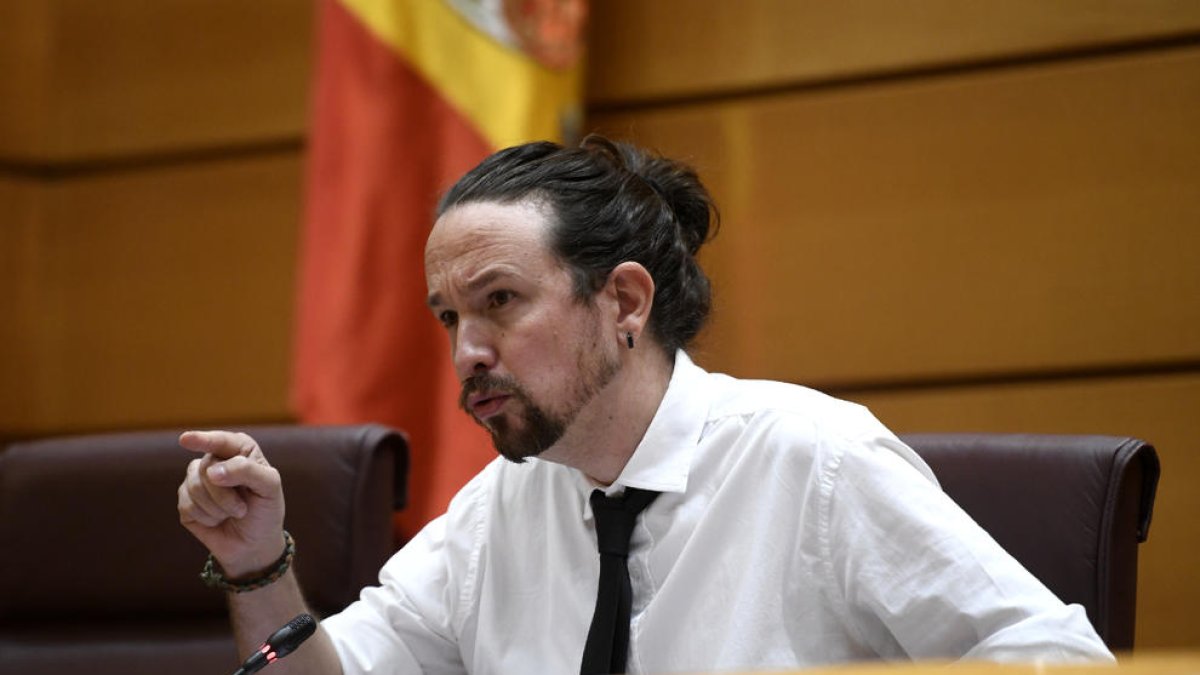 El vicepresident segon Iglesias durant una intervenció ahir al Senat.