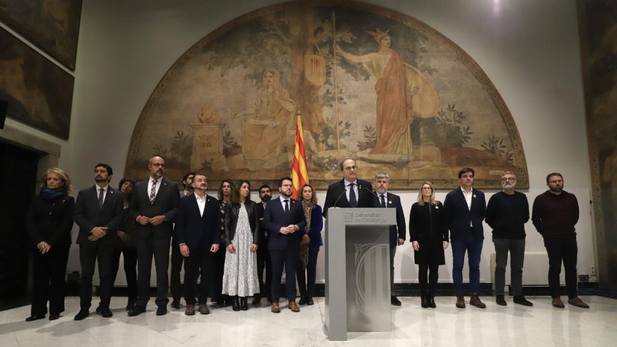 Comparecencia de Torra con miembros del Govern.