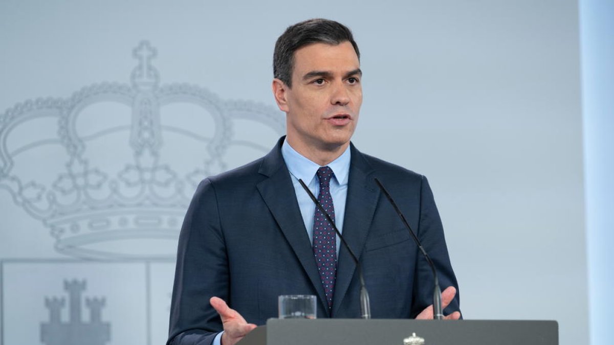 El presidente Pedro Sánchez durante la comparecencia de ayer