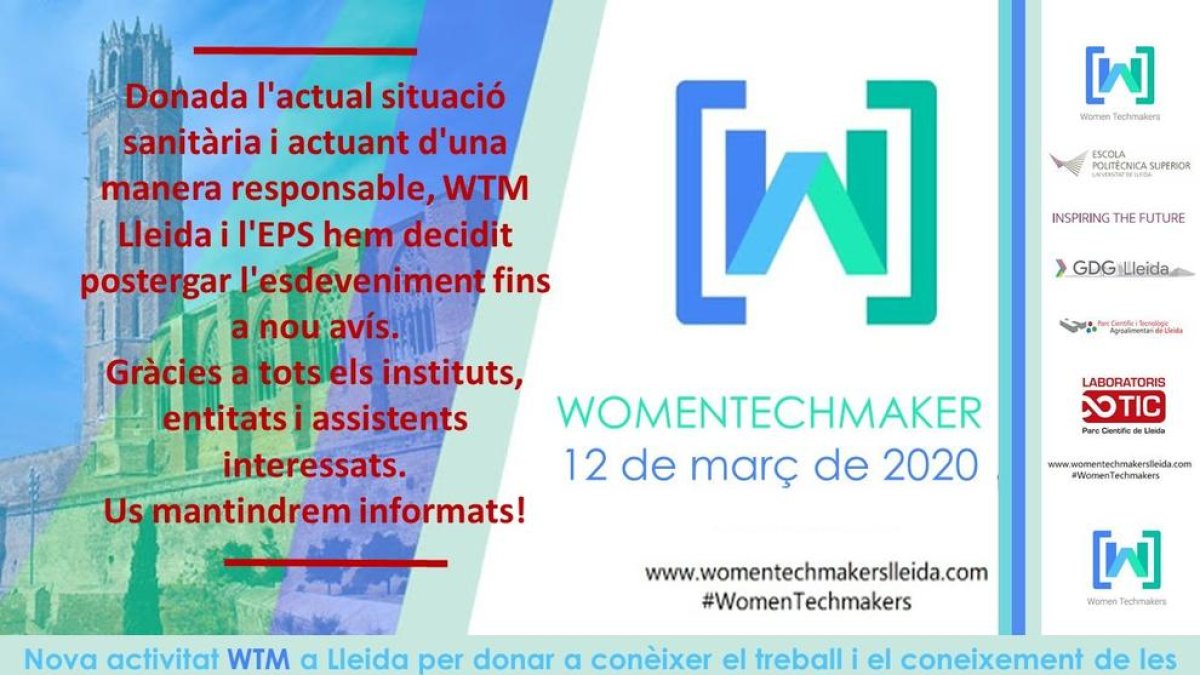 Posposat el Womentechmaker de Lleida per coronavirus