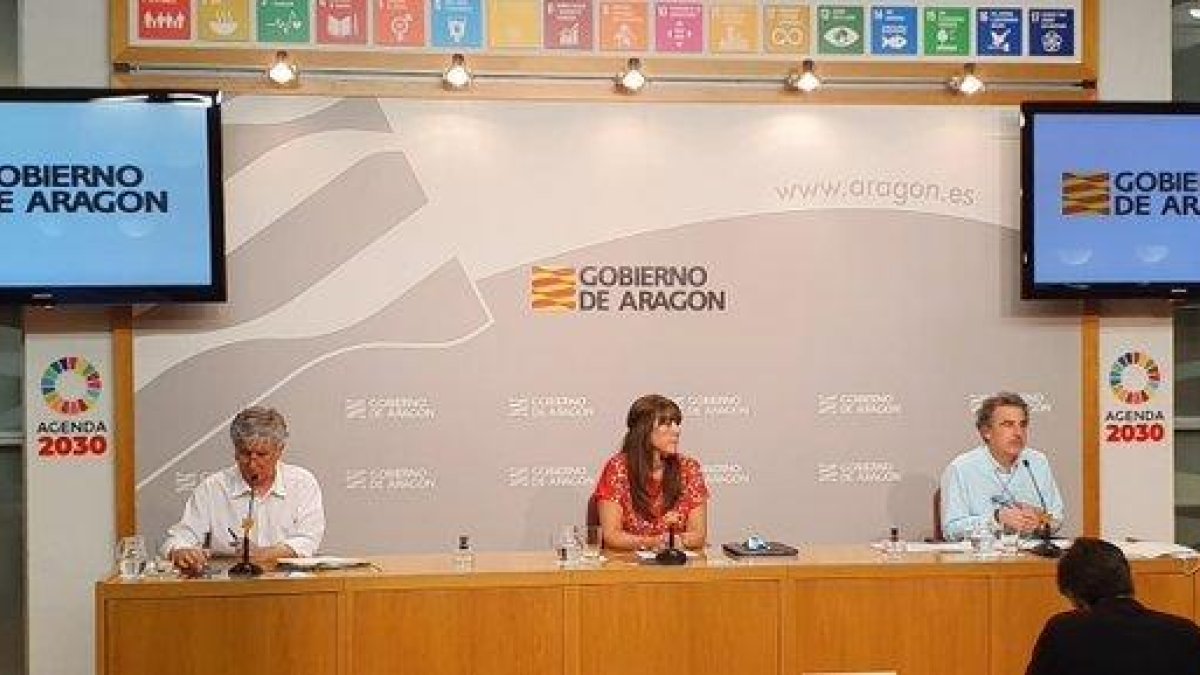 La rueda de prensa del gobierno de Aragón.