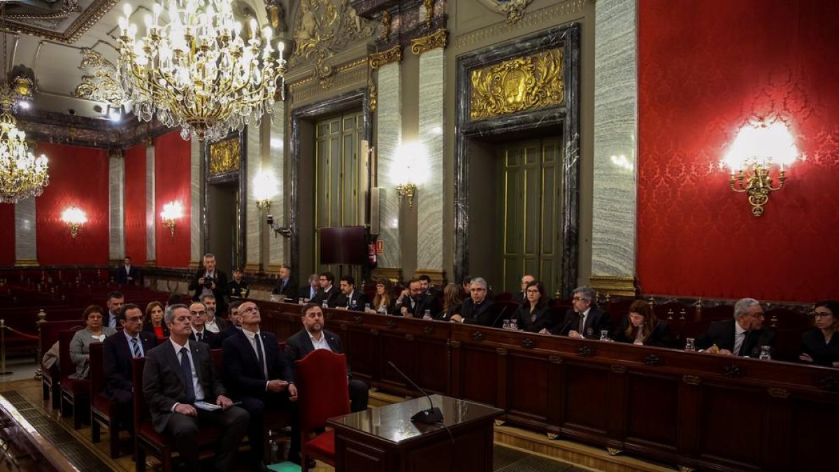 Imagen de una de las sesiones del juicio contra los nueve líderes independentistas en el Supremo.