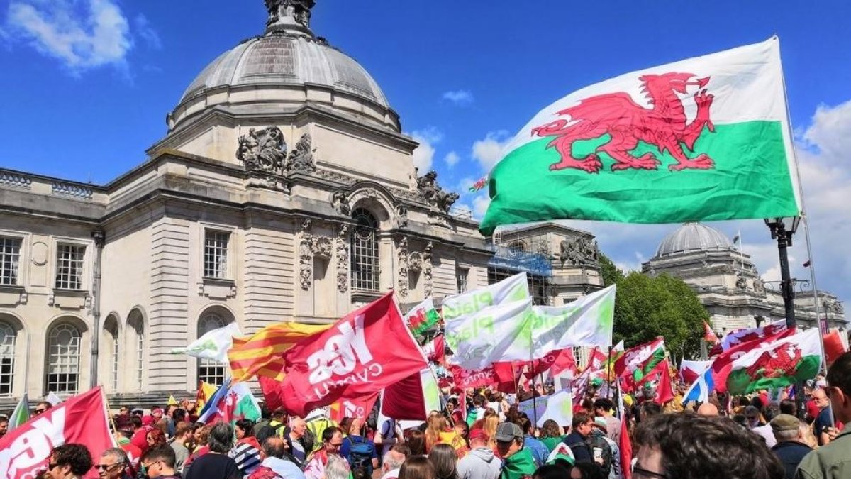 Manifestación por la independencia de Gales, ayer, en Cardiff.