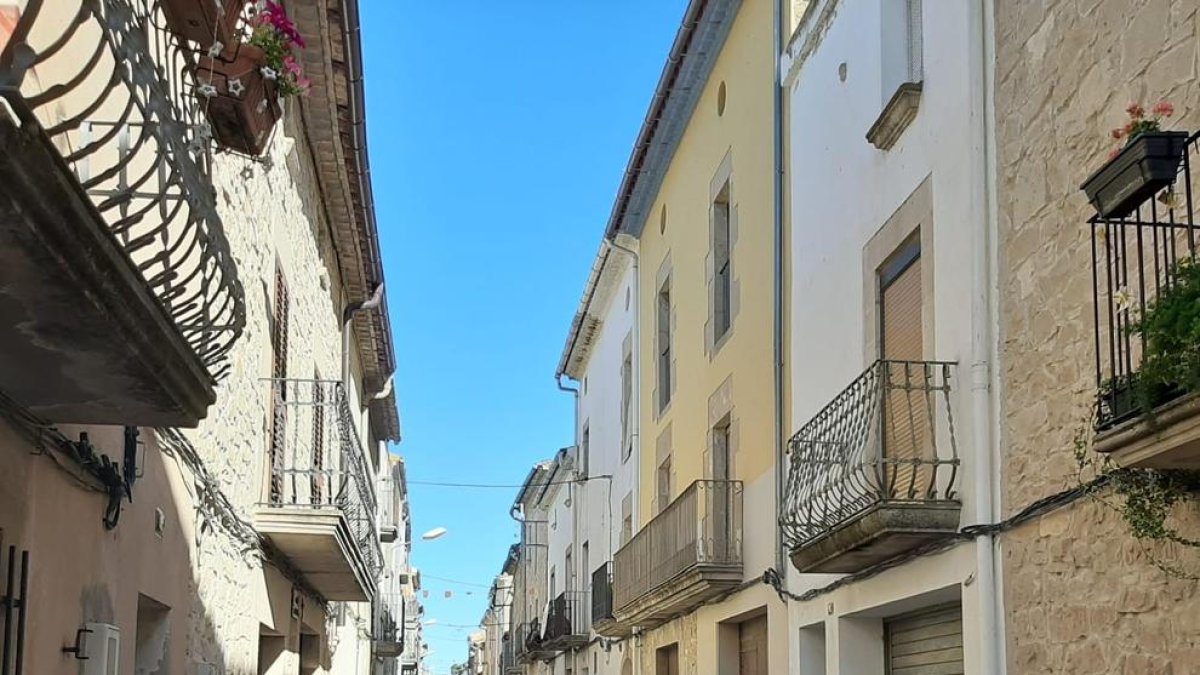 El carrer Major de la Floresta, on la majoria de les cases estan tancades.