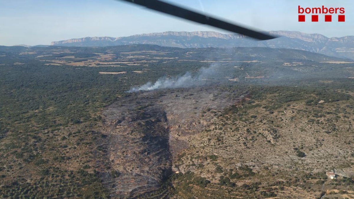 Vista de la superfície afectada en l’incendi d’ahir.