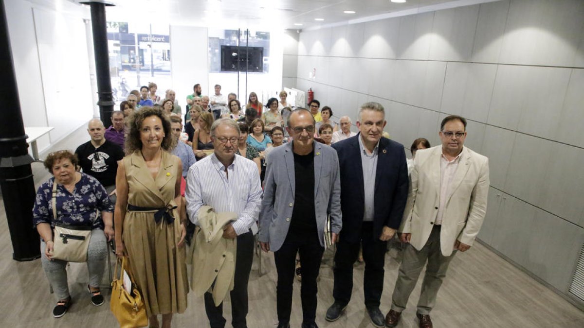 Gispert, Cerdá y Pueyo, con el presidente de Pimec, Jaume Saltó, y el de Pimec Comerç, Manel Llaràs. 