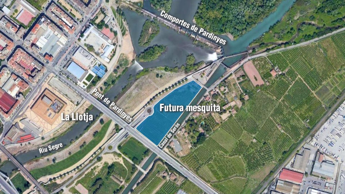 Mapa de la ubicación de la nueva mezquita de Lleida