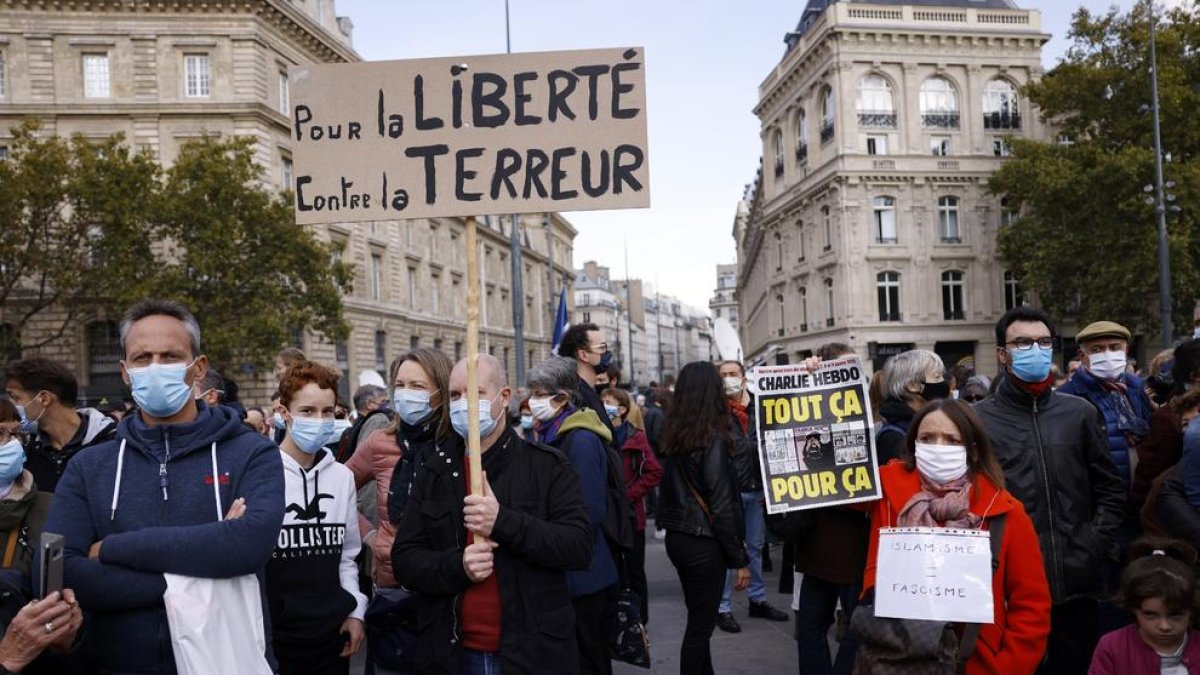 Manifestación el domingo en París contra el asesinato de Paty.