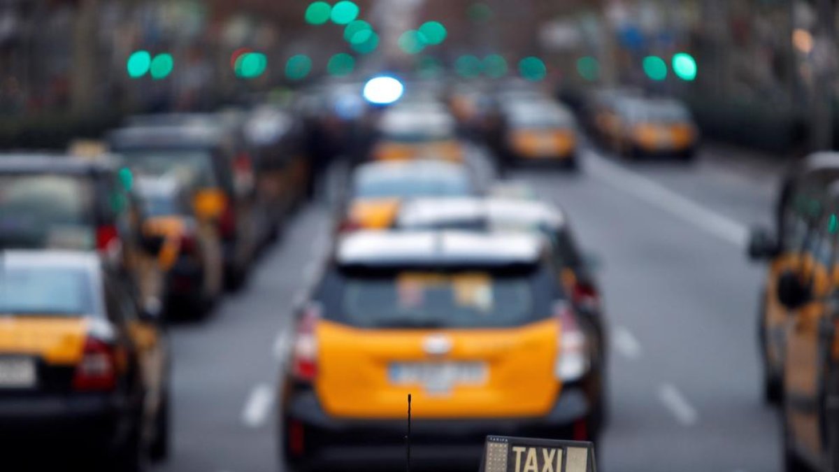 Una protesta de taxistes a Barcelona.