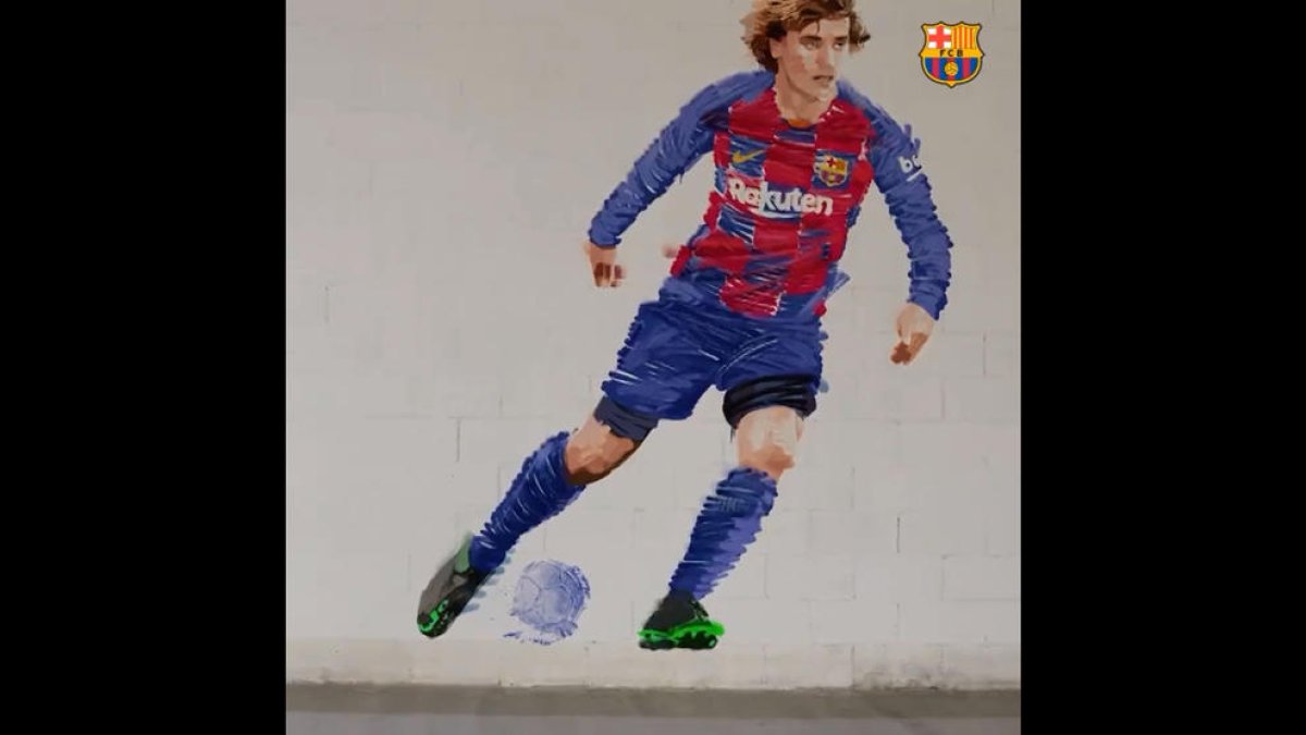 Un artista lleidatà realitza l'anunci del fitxatge de Griezmann pel Barça