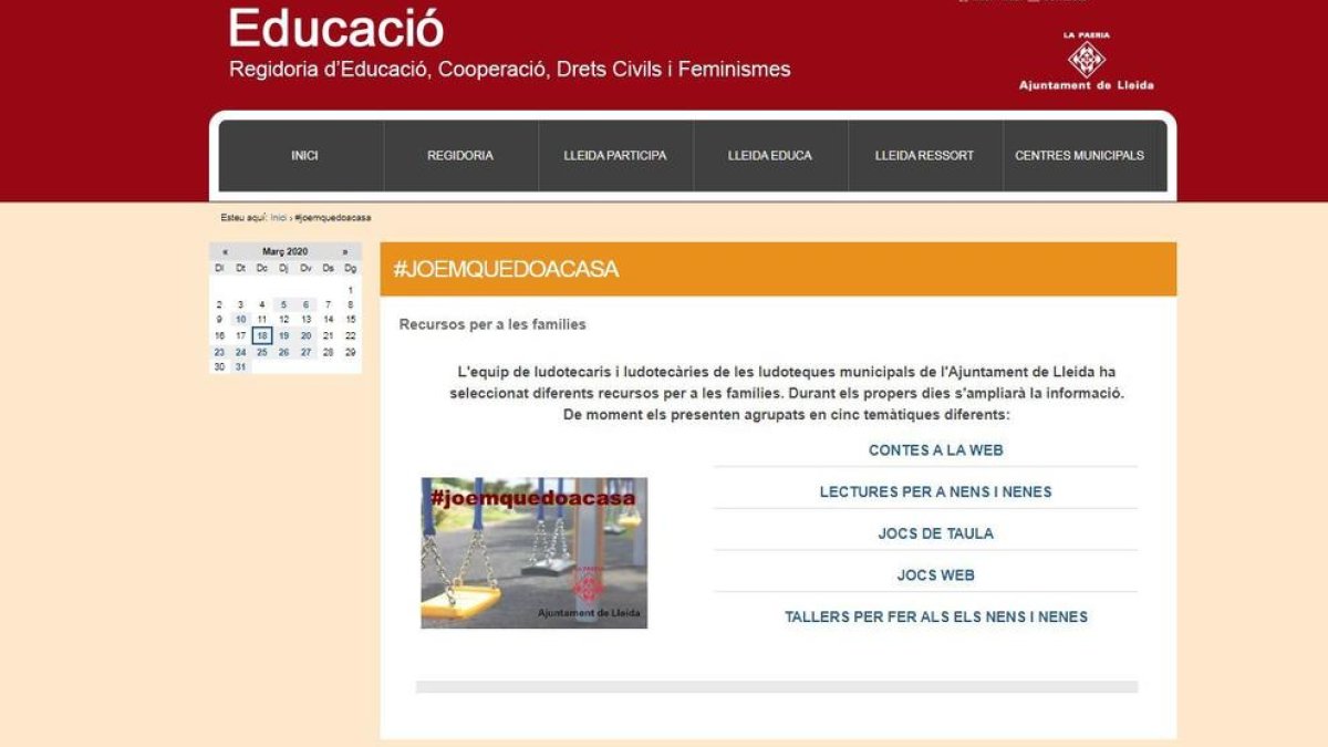 Les ludoteques municipals de Lleida ofereixen recursos educatius i d'oci on-line per a les famílies amb infants