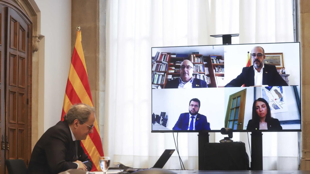 Quim Torra dirigió el Consell Executiu celebrado ayer por videoconferencia.