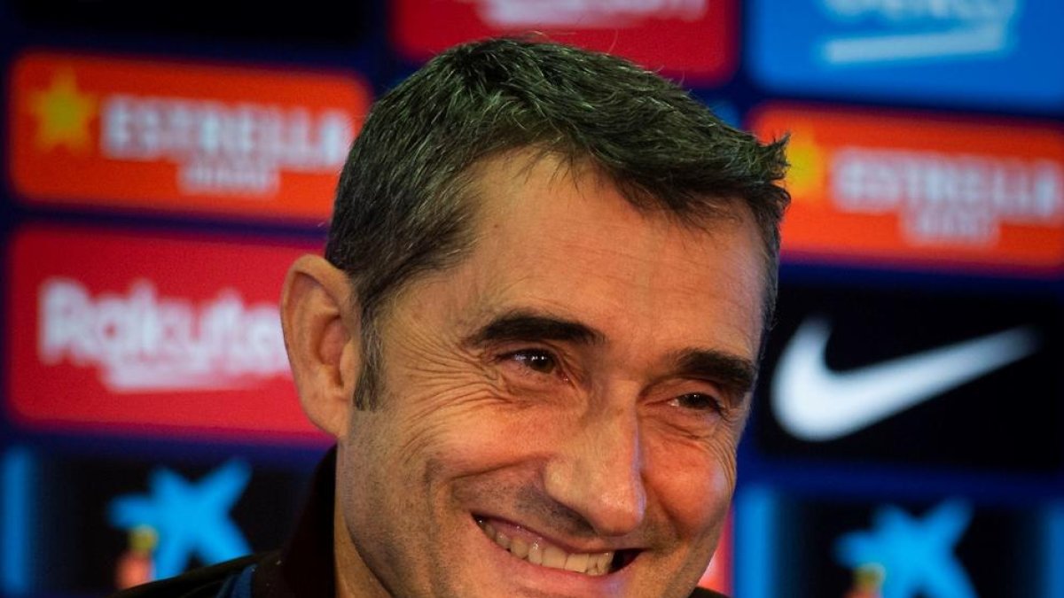 Ernesto Valverde, durante la previa del partido de hoy frente al Alavés.