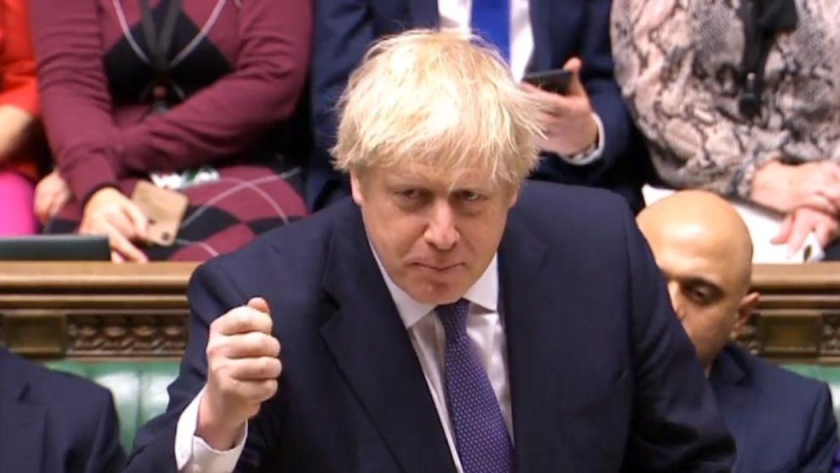 El primer ministro Boris Johnson durante el debate previo a la votación del acuerdo en Westminster.