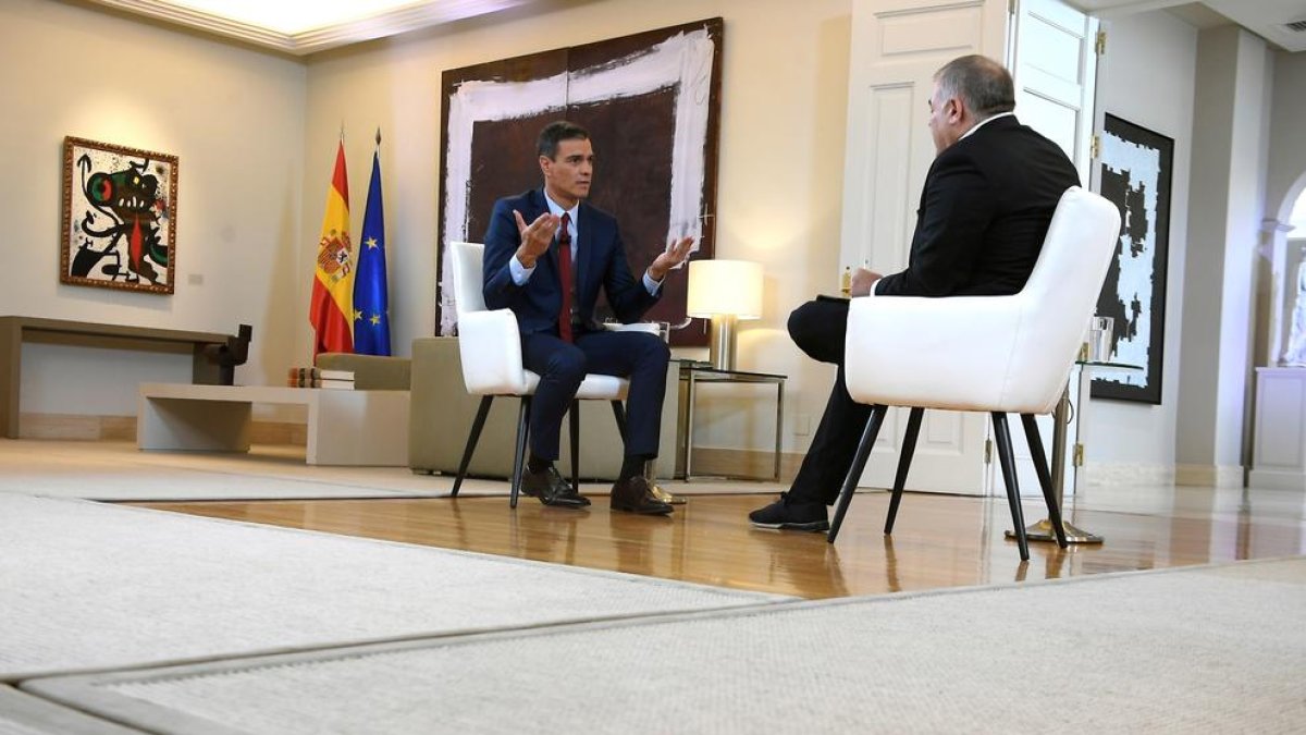 El presidente el Gobierno español en funciones, Pedro Sánchez, durante una entrevista con Antonio Ferreras, de la Sexta.