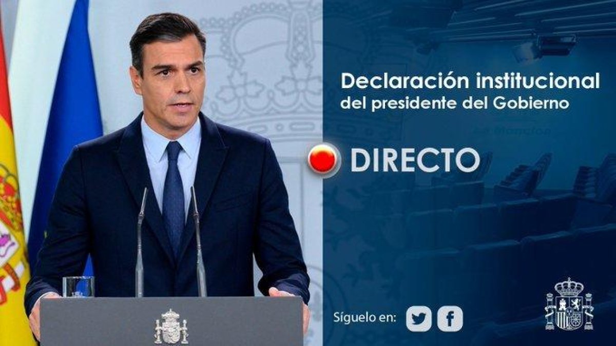 Declaració institucional del president del Govern espanyol, Pedro Sánchez, sobre l'evolució de la pandèmia