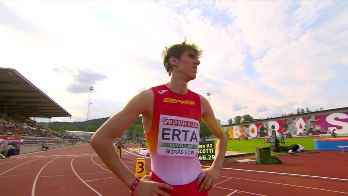 Bernat Erta, al concloure la semifinal en què es va imposar i es va classificar per a la final.