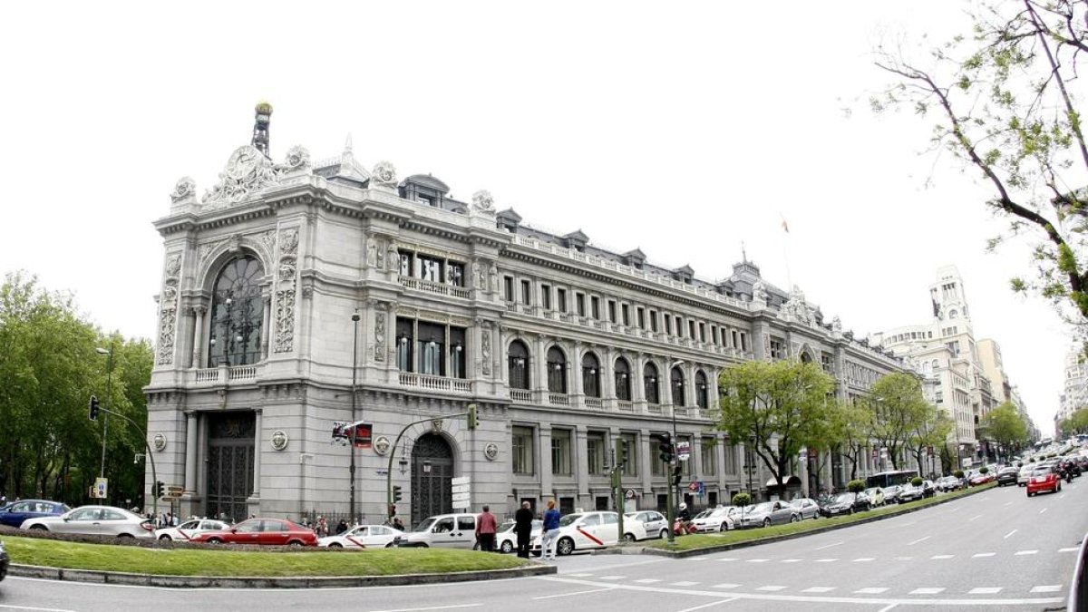 Imagen de la fachada del edificio del Banco de España, en Madrid.