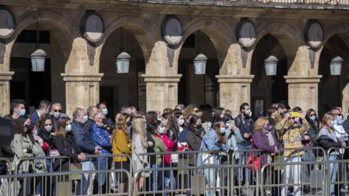 Salamanca, plaza Mayor, abarrotada.